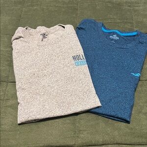 Hollister Men's Long Sleeve Shirts in Beige and Blue